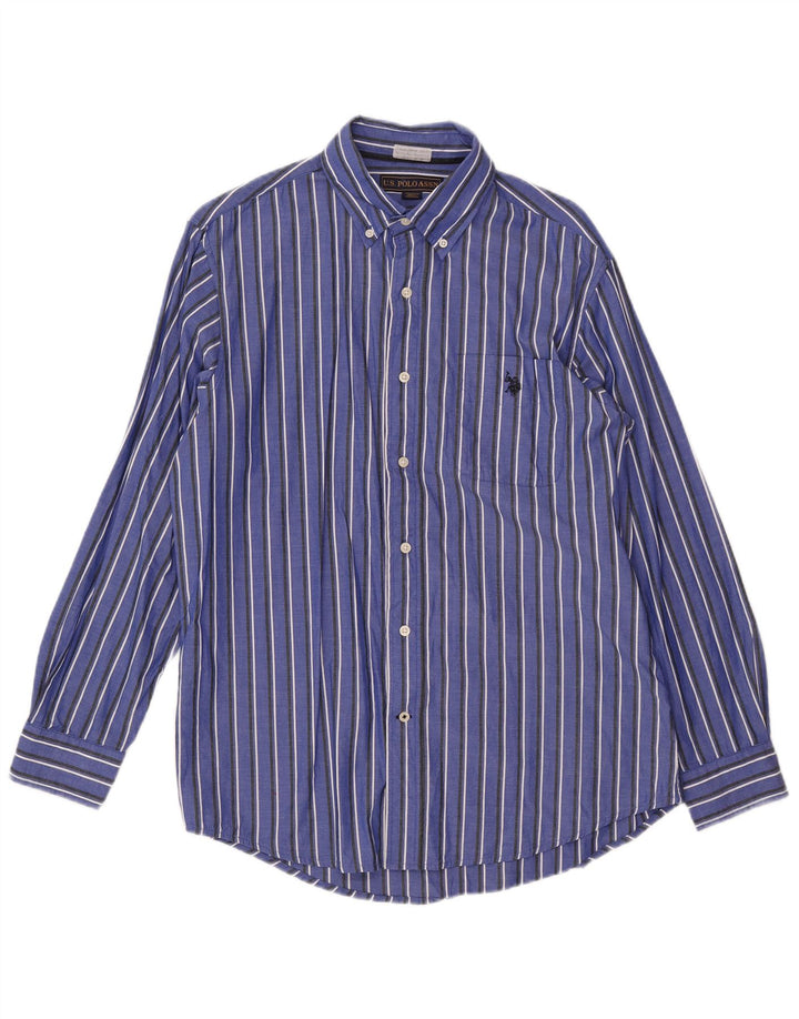 U.S. POLO ASSN. Mens Shirt Medium Blue Pinstripe Cotton