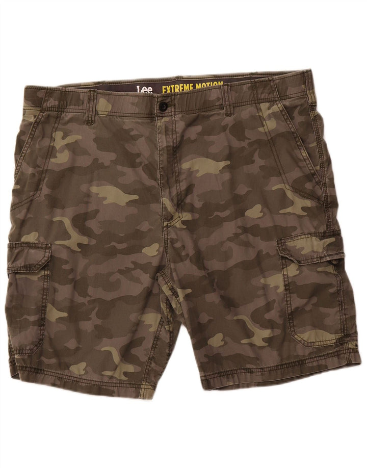 LEE Mens Extreme Motion Cargo Shorts W42 2XL Khaki Camouflage Cotton