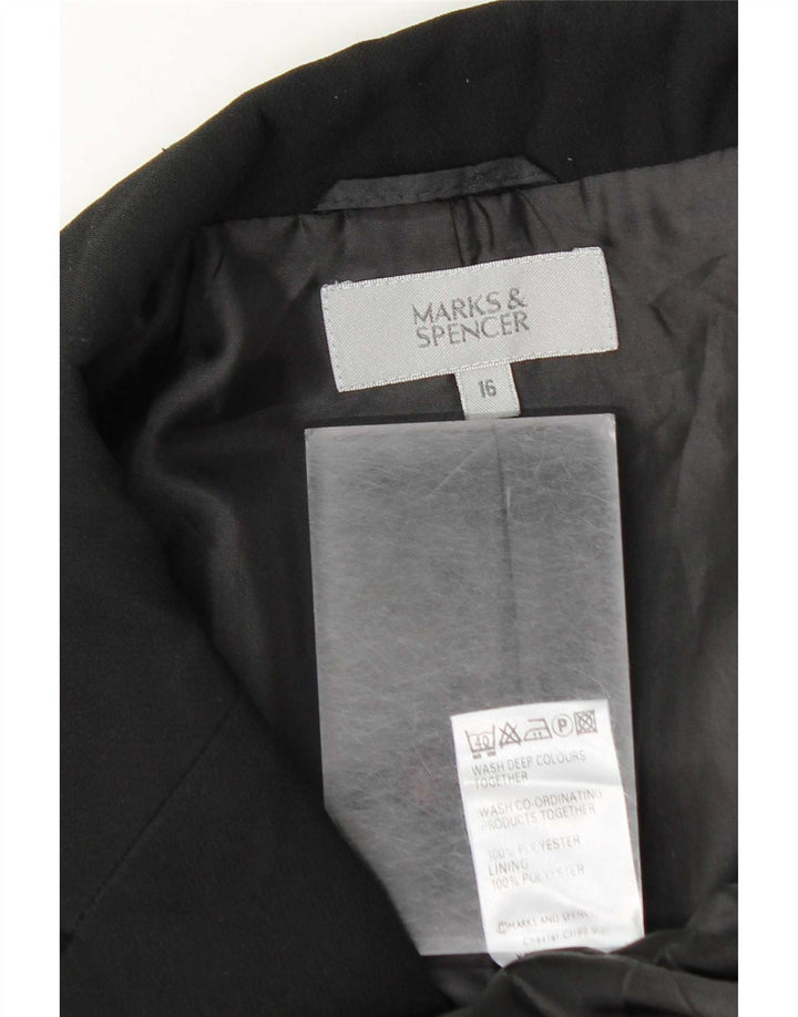 Marks & Spencer Womens 2 Button Blazer Jacket UK 16 Large Black Polyester