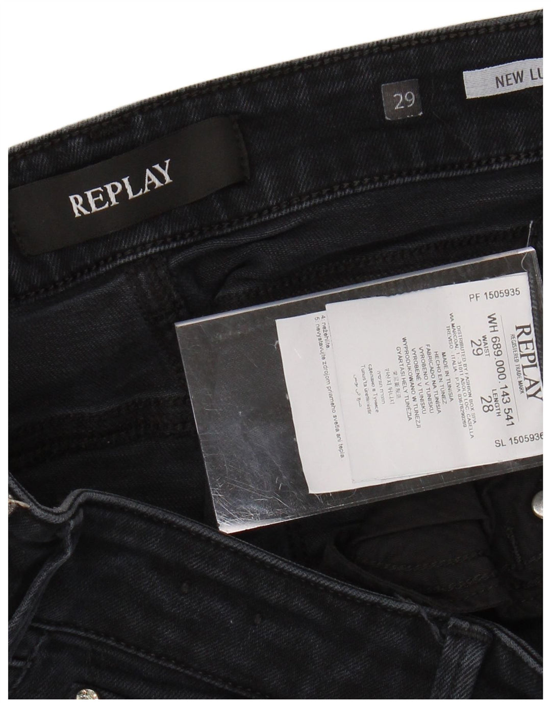 REPLAY Womens New Luz Skinny Jeans W29 L28 Black Cotton