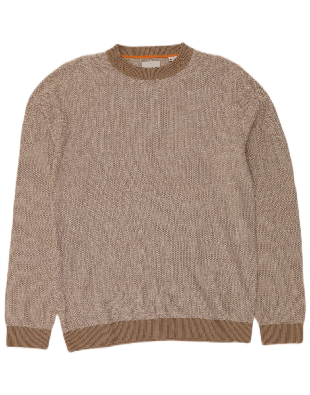 JACK & JONES Mens Crew Neck Jumper Sweater XL Beige Acrylic