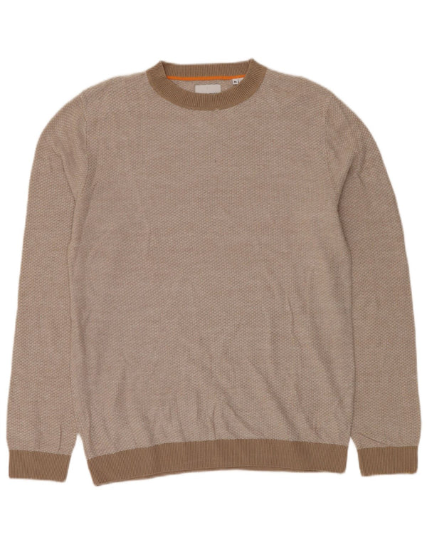 JACK & JONES Mens Crew Neck Jumper Sweater XL Beige Acrylic