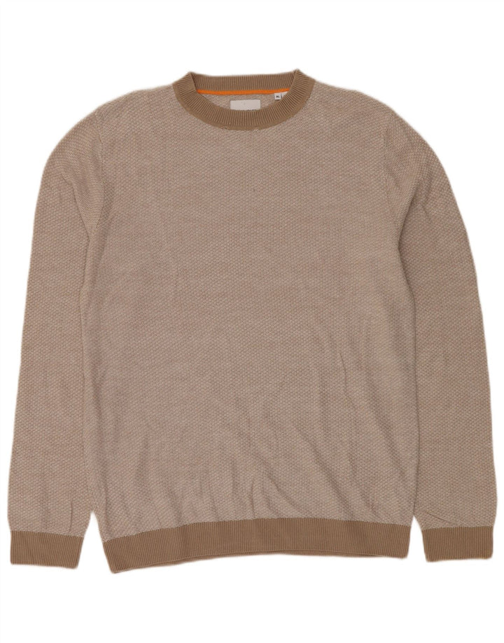 JACK & JONES Mens Crew Neck Jumper Sweater XL Beige Acrylic