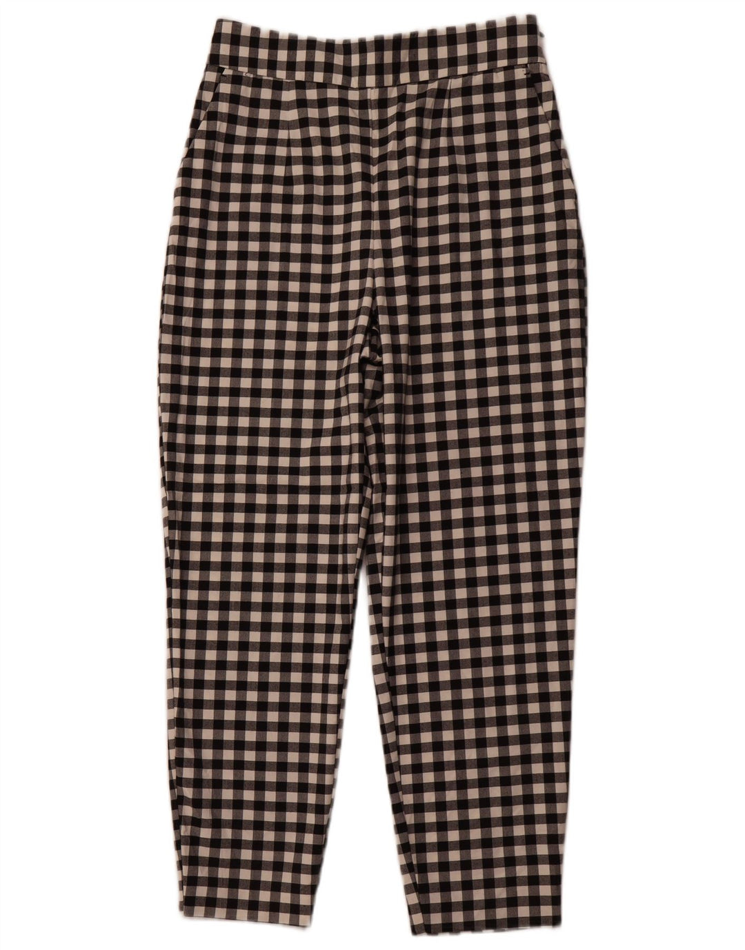 ZARA Womens Tapered Chino Trousers Medium W28 L26 Black Gingham Polyester