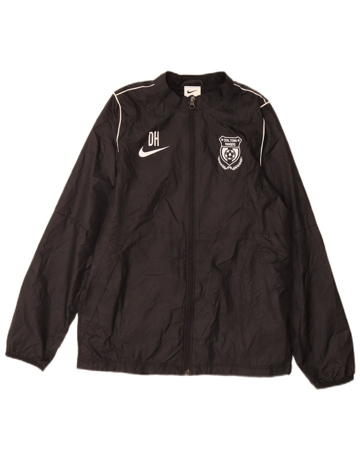 Nike Boys Graphic Rain Jacket 12-13 Years Large Black Polyester