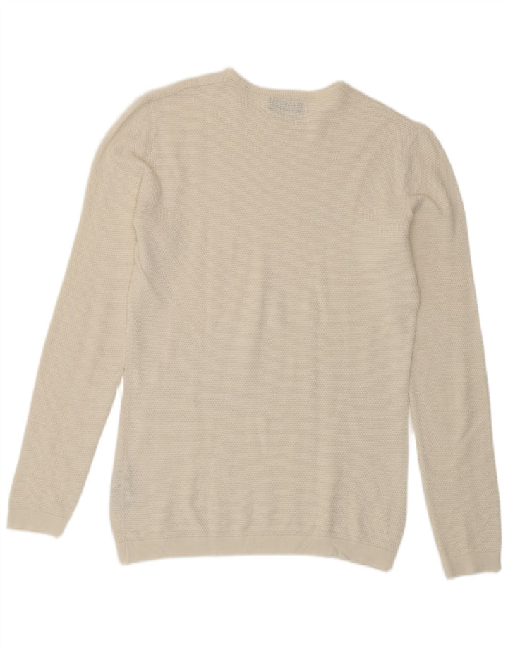 Zara Mens Crew Neck Jumper Sweater Medium White Acrylic