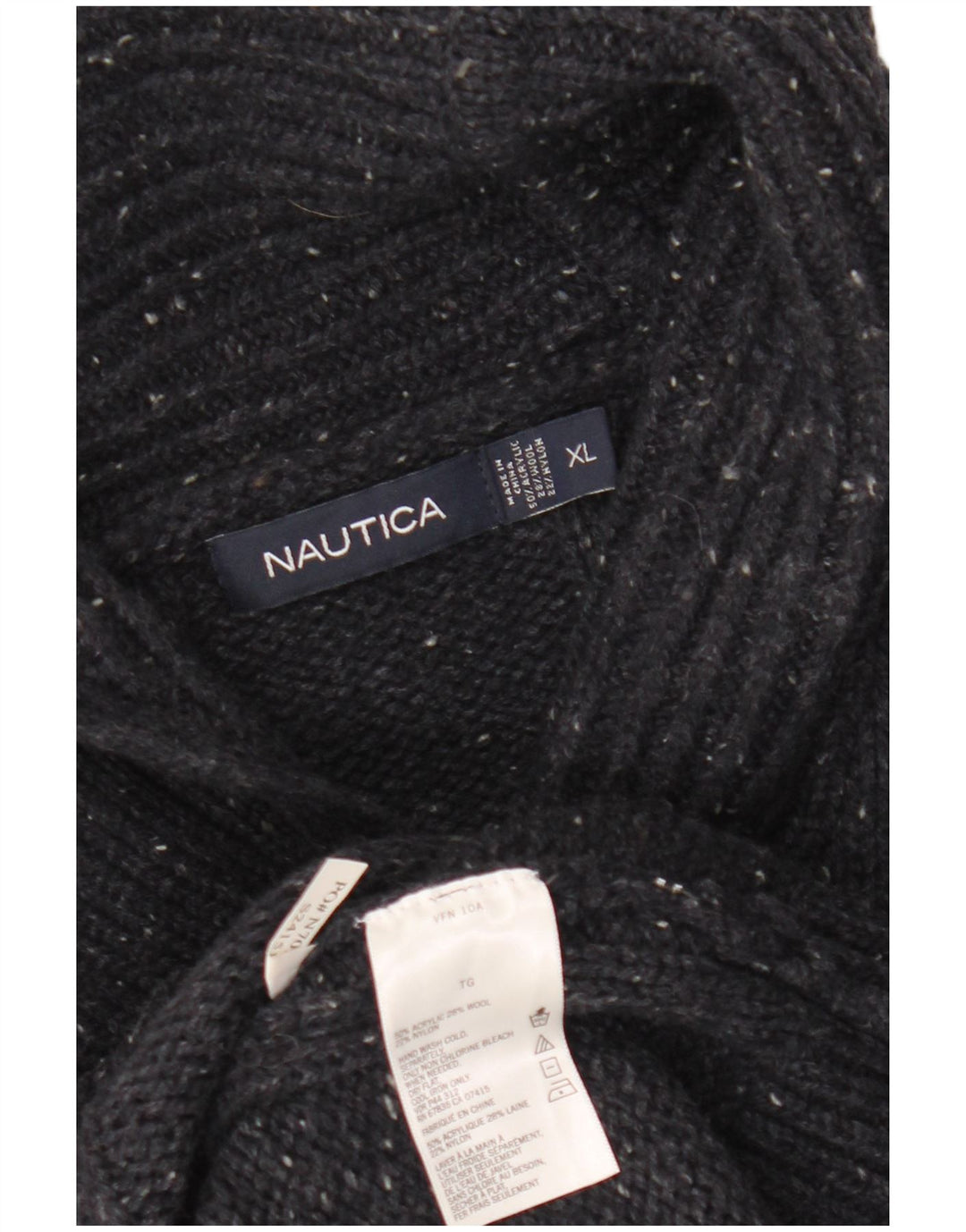 NAUTICA Mens Shawl Neck Jumper Sweater XL Black Acrylic