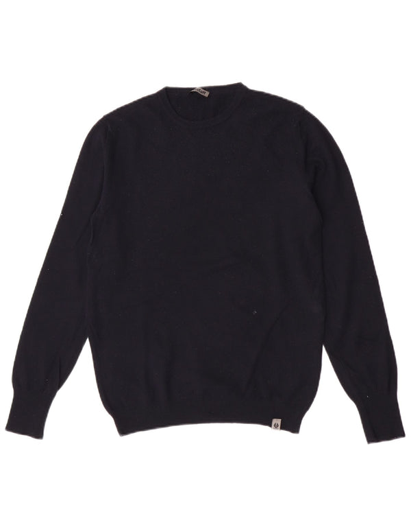 Belstaff Womens Crew Neck Jumper Sweater UK 10 Small Navy Blue Virgin Wool
