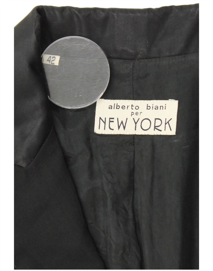 Alberto Biani Womens 1 Button Blazer Jacket IT 42 Medium Black