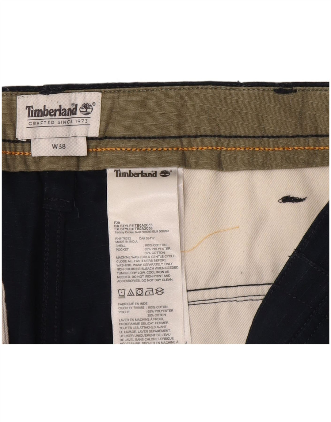 TIMBERLAND Mens Cargo Shorts W38 XL Navy Blue Cotton