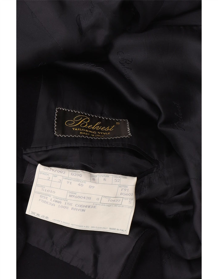 BELVEST Mens Double Breasted Blazer Jacket IT 52 XL Navy Blue Wool