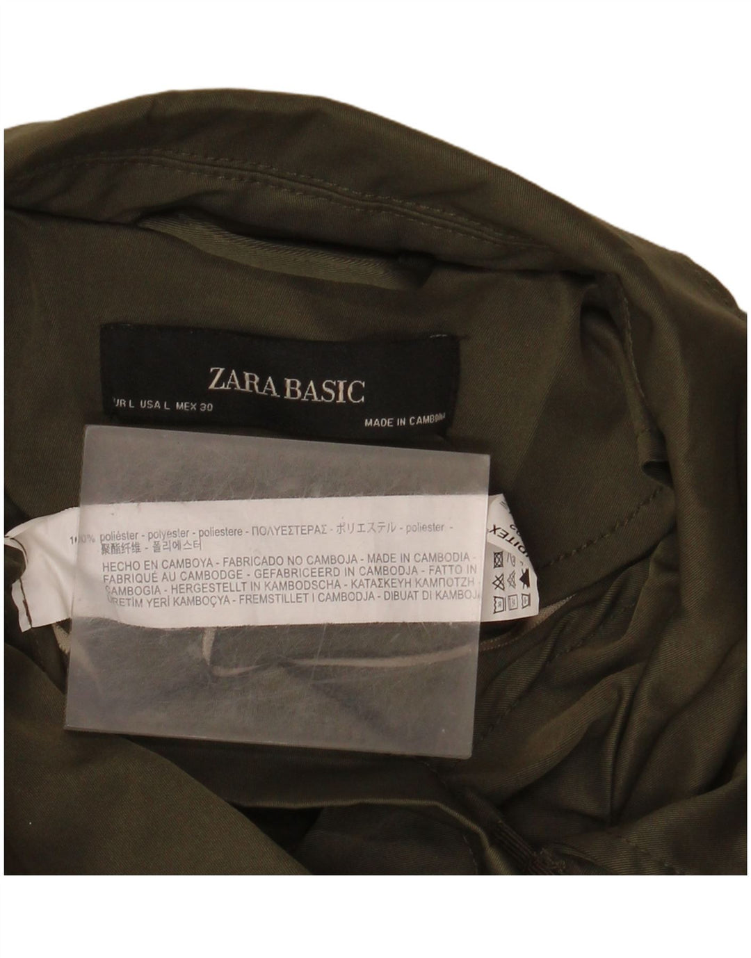 Zara Womens Military Jacket UK 16 Large Khaki Polyester