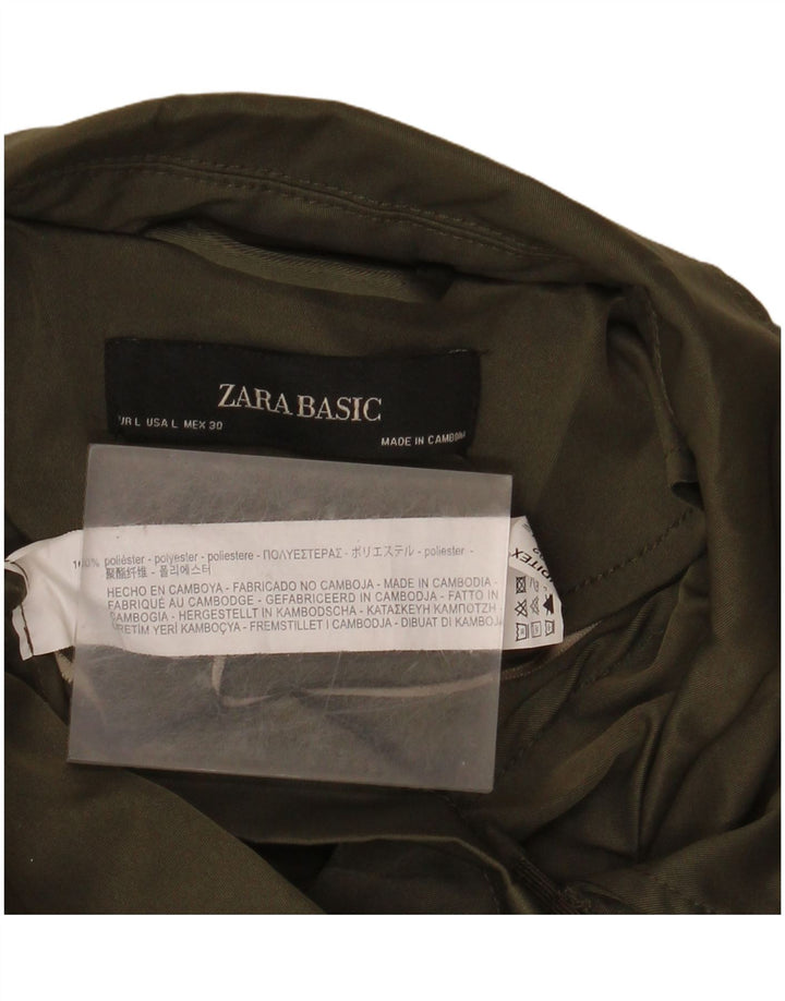 Zara Womens Military Jacket UK 16 Large Khaki Polyester