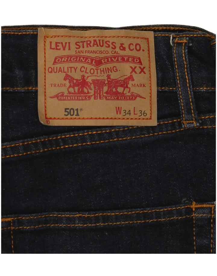 LEVI'S Mens 501 Straight Jeans W34 L27 Navy Blue Cotton