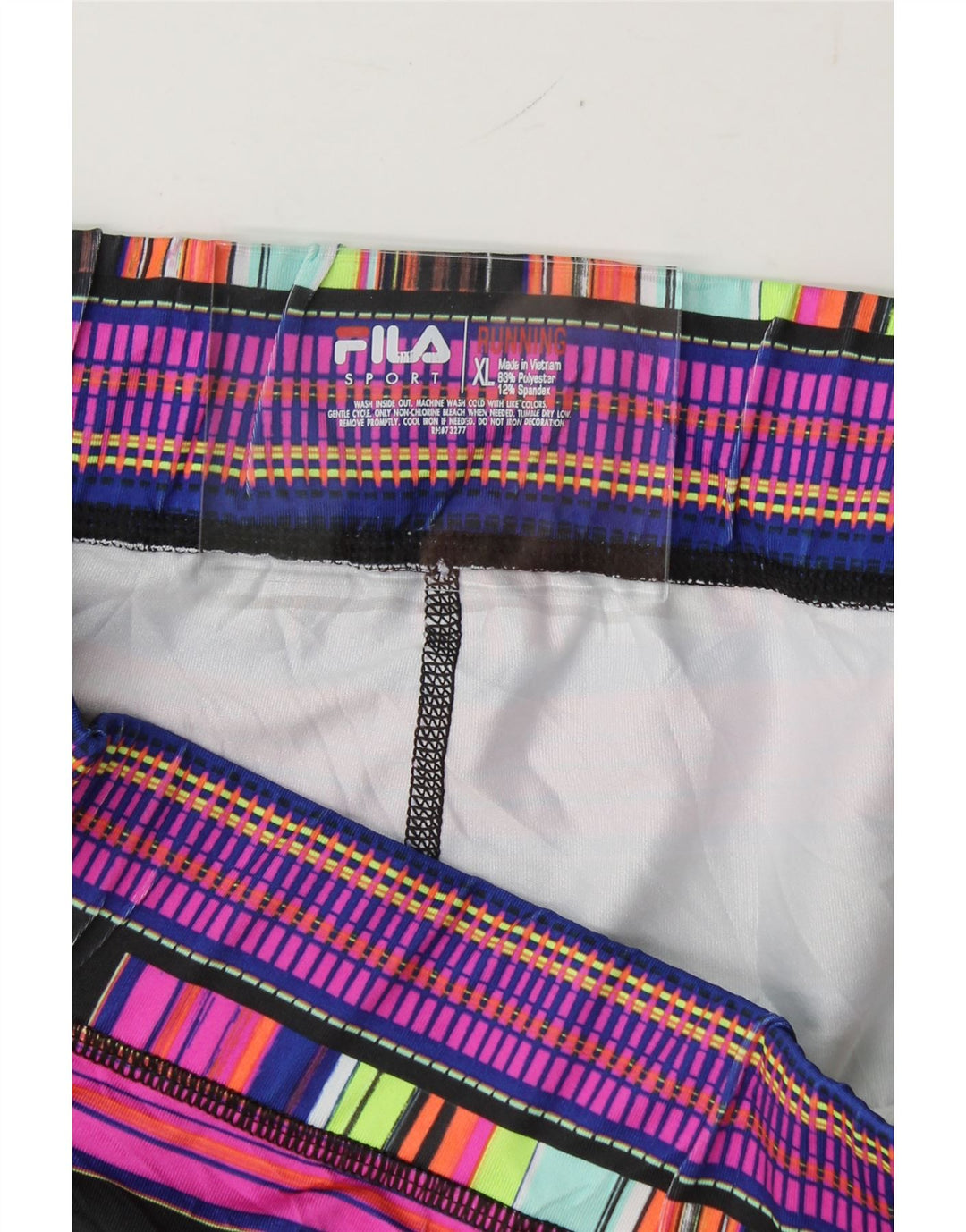 FILA Womens Sport Shorts UK 18 XL  Multicoloured Striped Polyester Vintage Fila and Second-Hand Fila from Messina Hembry 