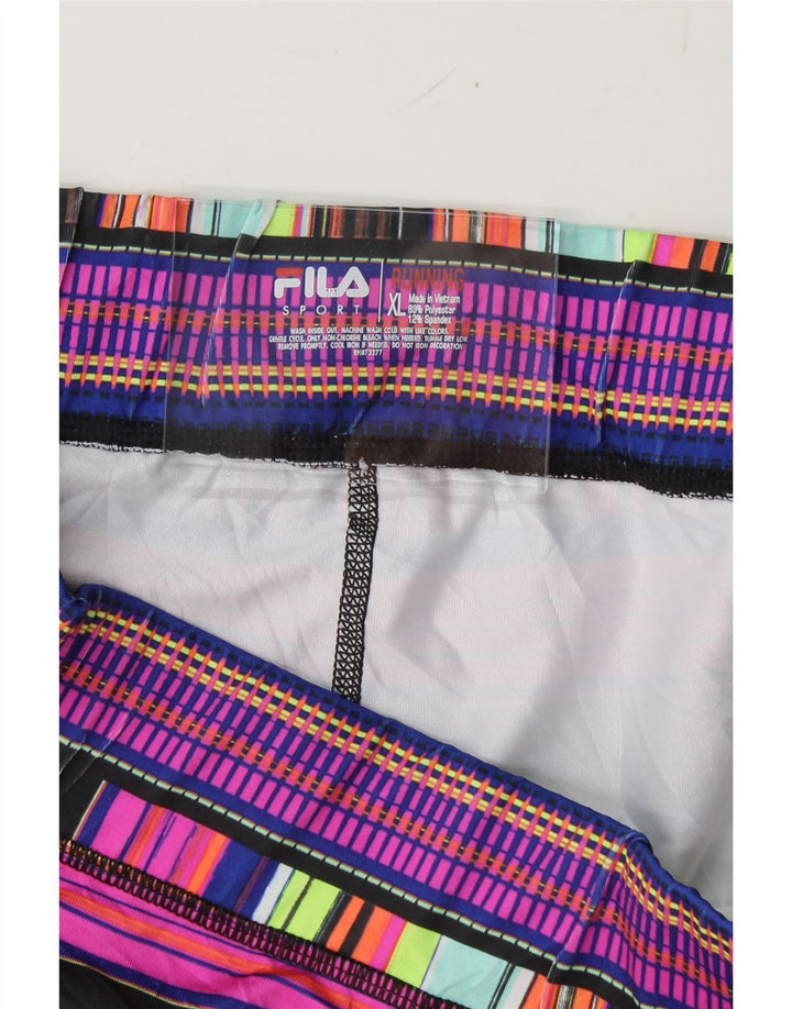 FILA Womens Sport Shorts UK 18 XL  Multicoloured Striped Polyester Vintage Fila and Second-Hand Fila from Messina Hembry 