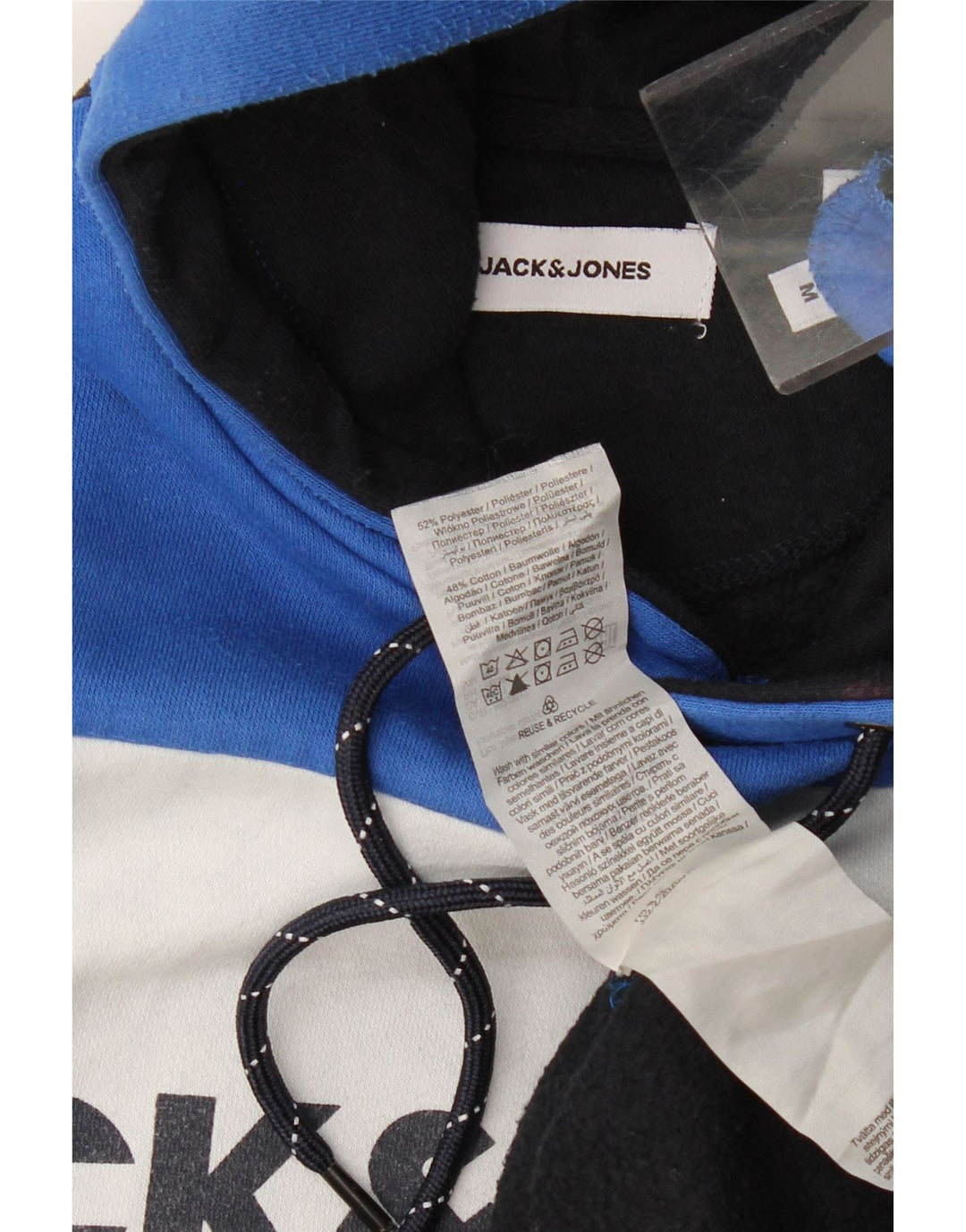 Jack & Jones Mens Graphic Hoodie Jumper Medium Multicoloured Colourblock