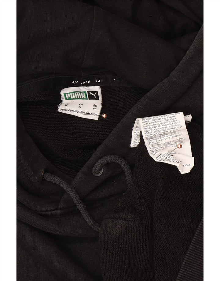 PUMA Mens Hoodie Jumper Medium Black Colourblock Cotton