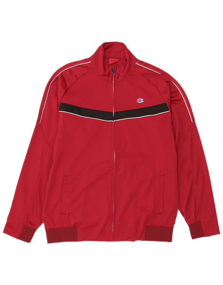 Champion Mens Tracksuit Top Jacket 2XL Red Colourblock Polyester