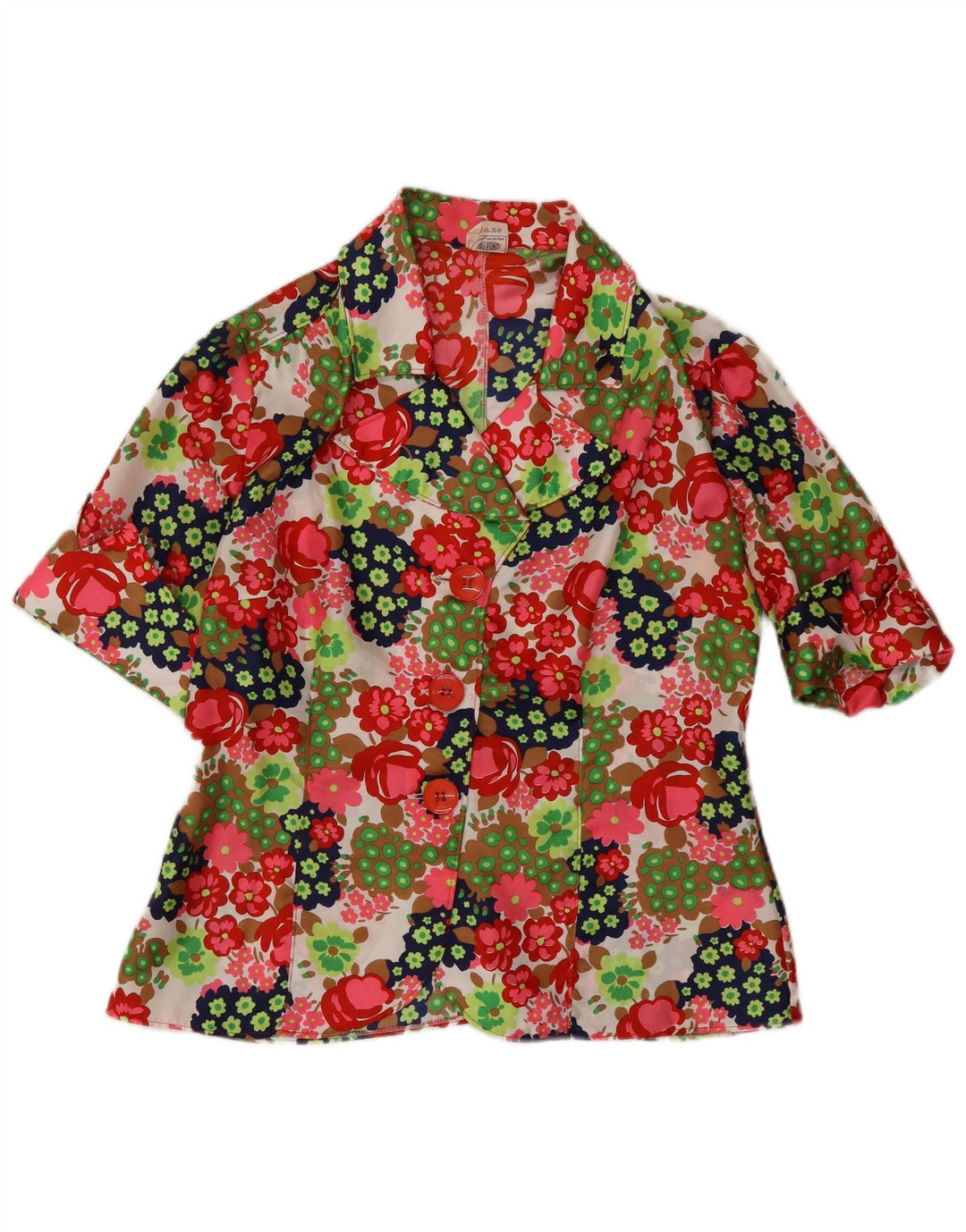 VINTAGE Womens Short Sleeve Blazer Jacket UK 12 Medium Multicoloured