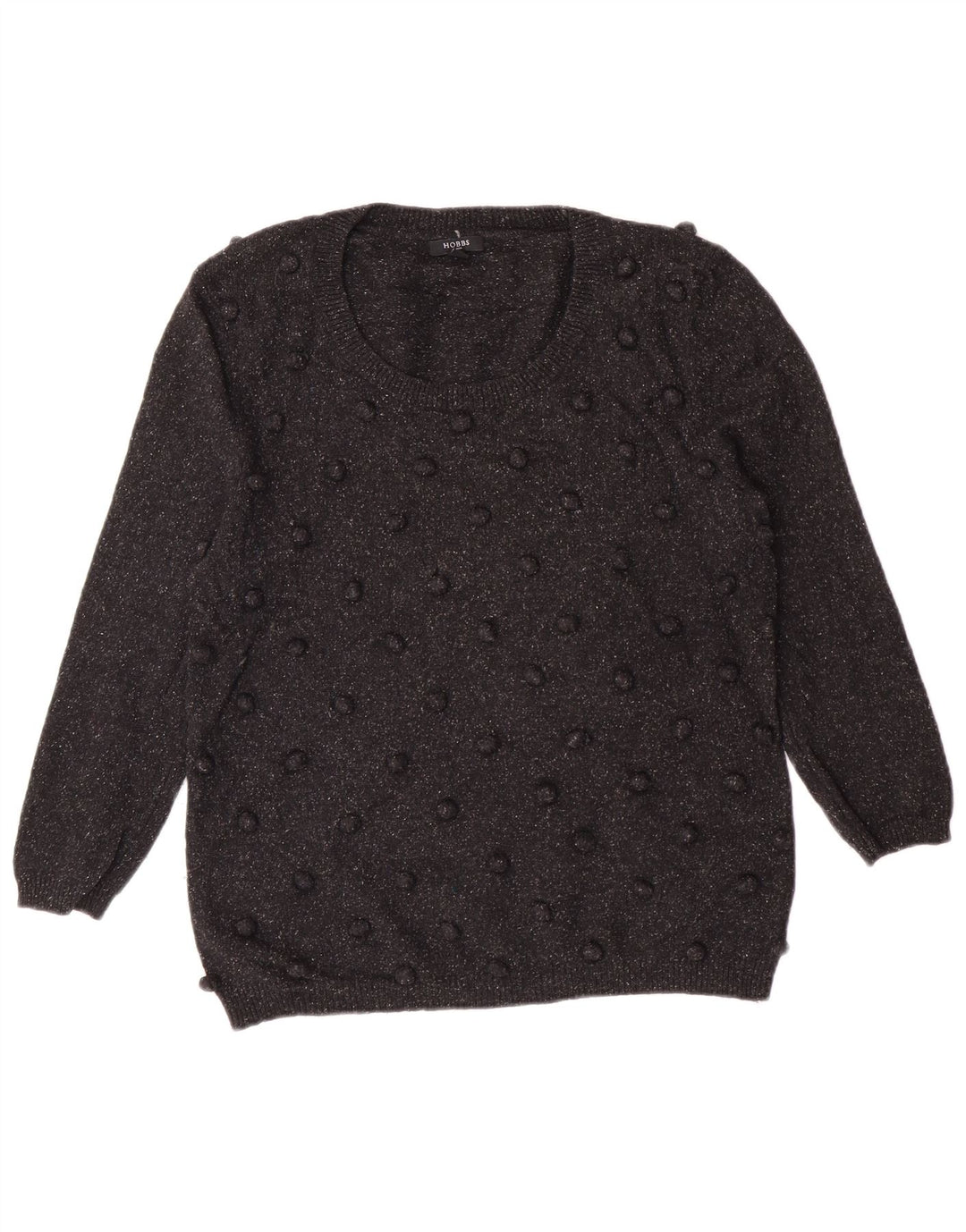 Hobbs Womens Boat Neck Jumper Sweater UK 14 Medium Black Wool Classic