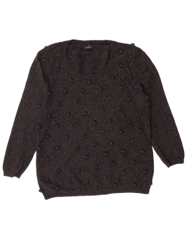 Hobbs Womens Boat Neck Jumper Sweater UK 14 Medium Black Wool Classic