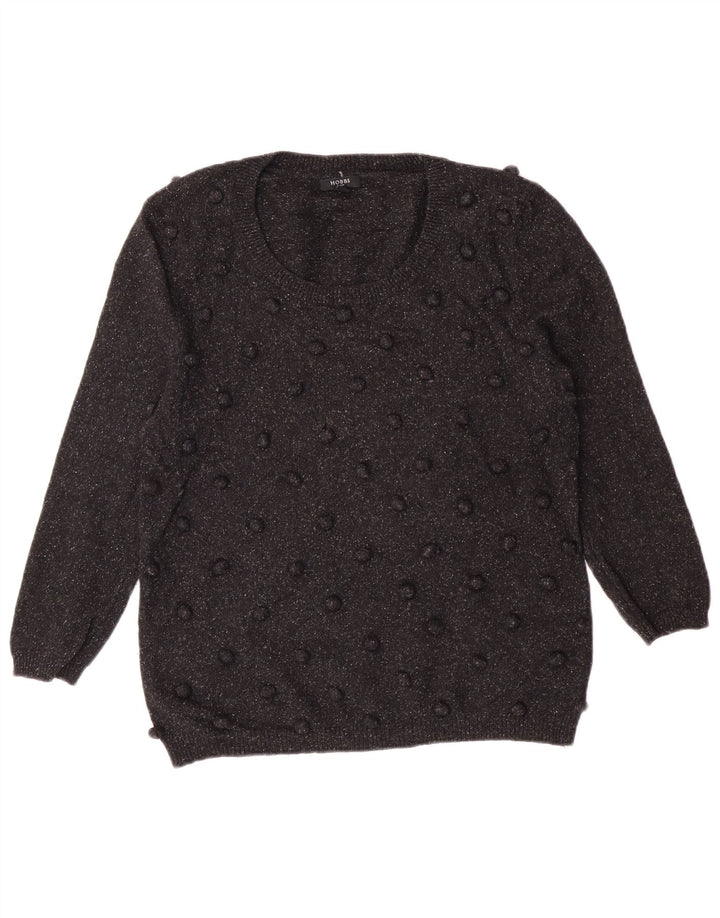 Hobbs Womens Boat Neck Jumper Sweater UK 14 Medium Black Wool Classic
