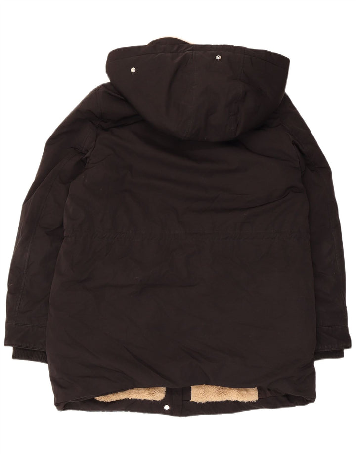 Zara Womens Hooded Parka Jacket UK 14 Medium Black Polyester