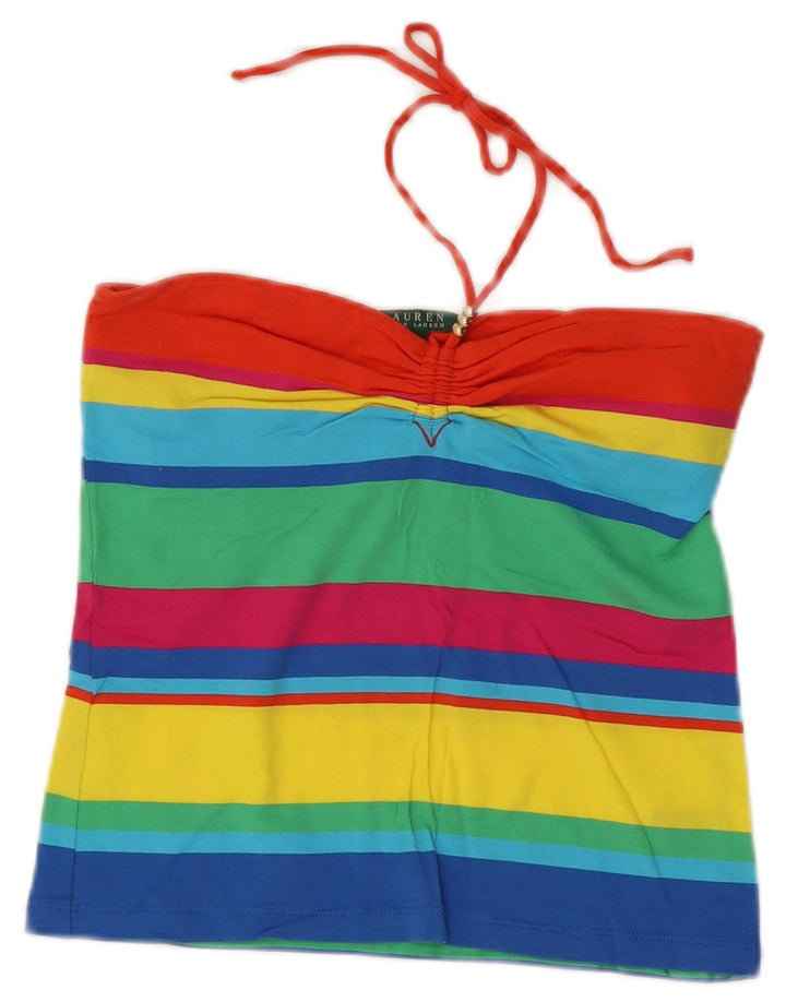 Ralph Lauren Womens Crop Halter Top UK 12 Medium Multicoloured Striped