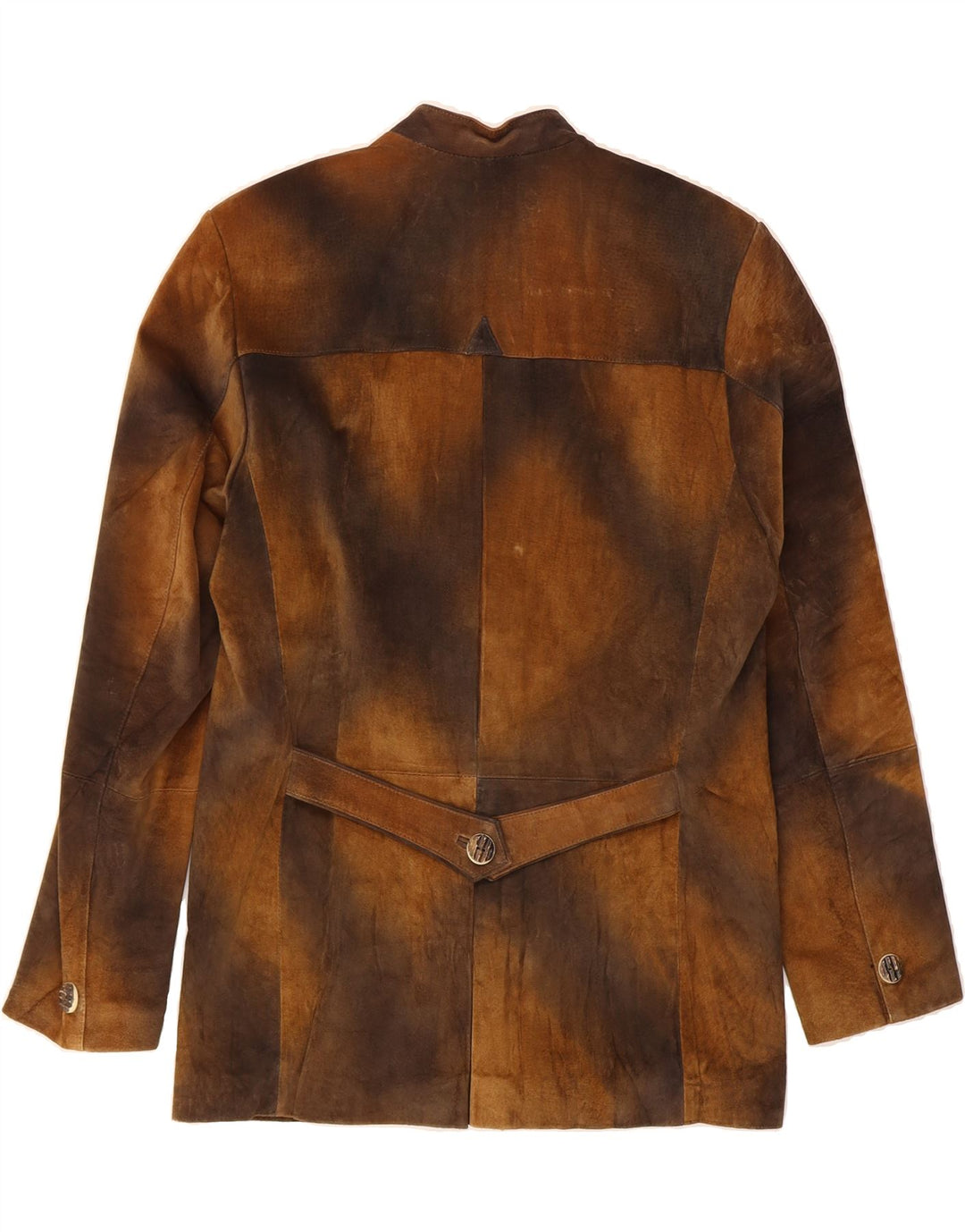 VINTAGE Mens 3 Button Blazer Jacket IT 48 Medium Brown Tie Dye Leather