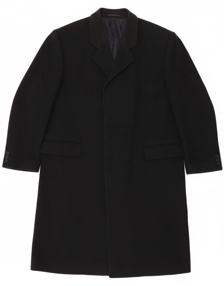 BROOK TAVERNER Mens Overcoat UK 42 XL Black Wool