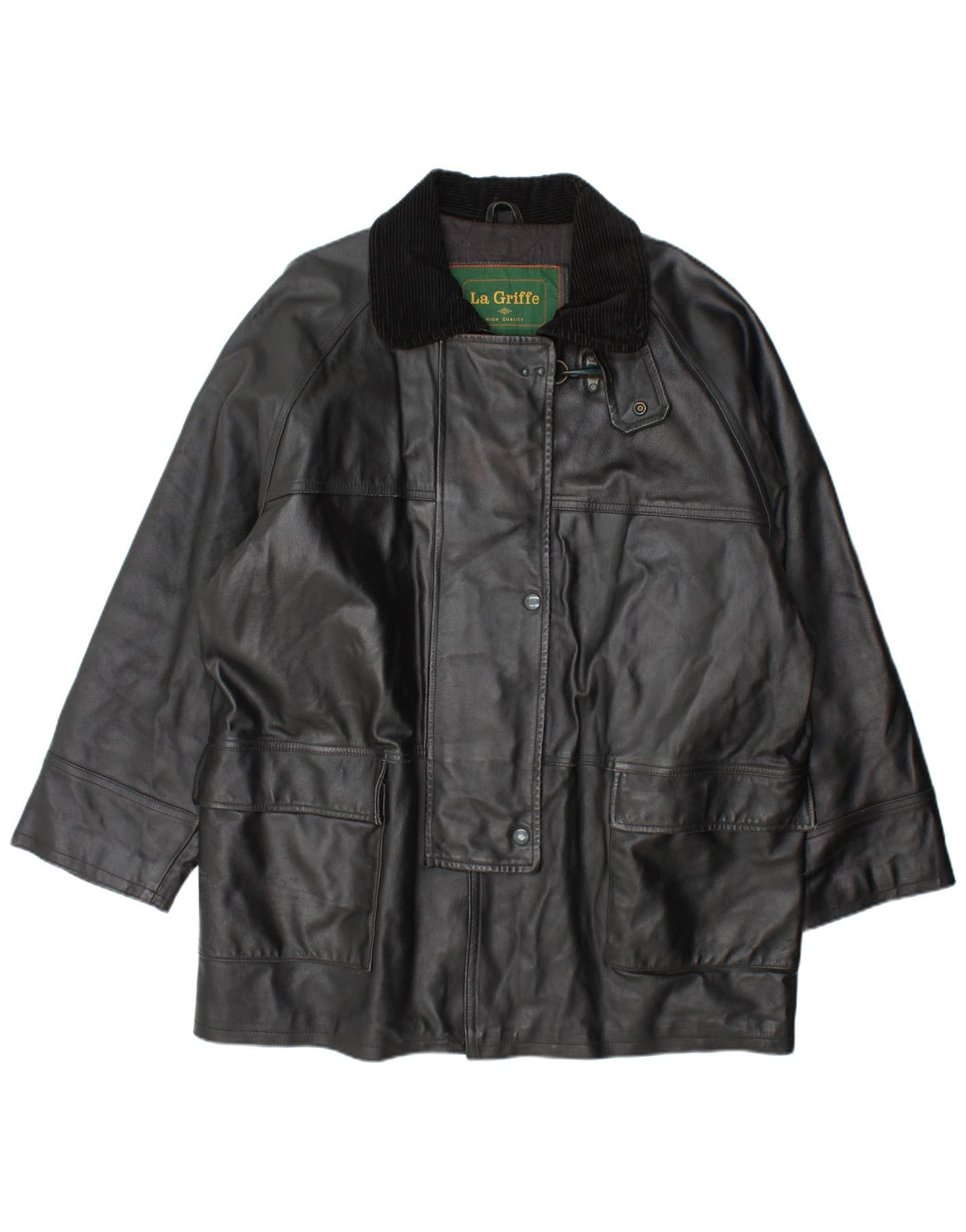 La Griffe Womens Leather Coat IT 54 3XL Black Leather