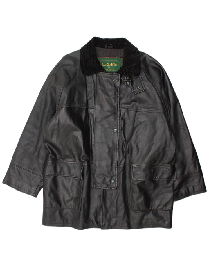 La Griffe Womens Leather Coat IT 54 3XL Black Leather