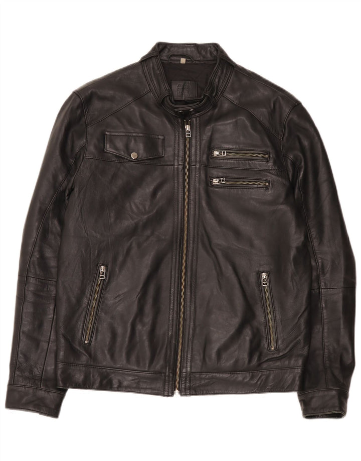 Bata Mens Leather Jacket UK 42 XL Black