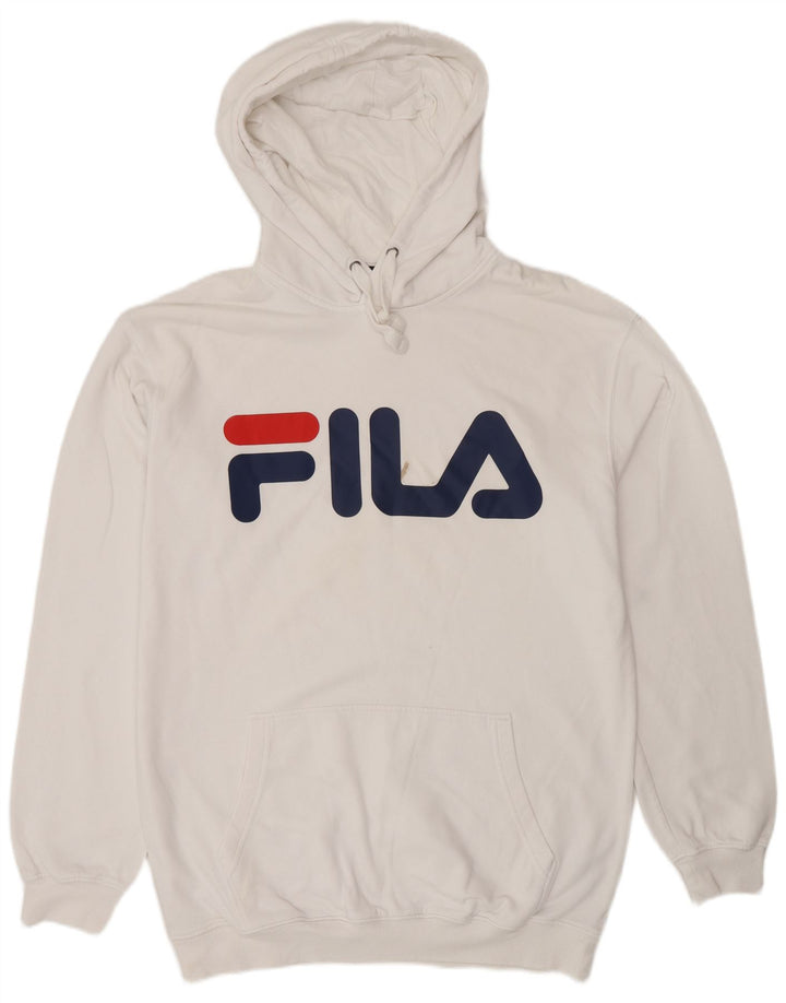 FILA Mens Graphic Hoodie Jumper Medium White Cotton
