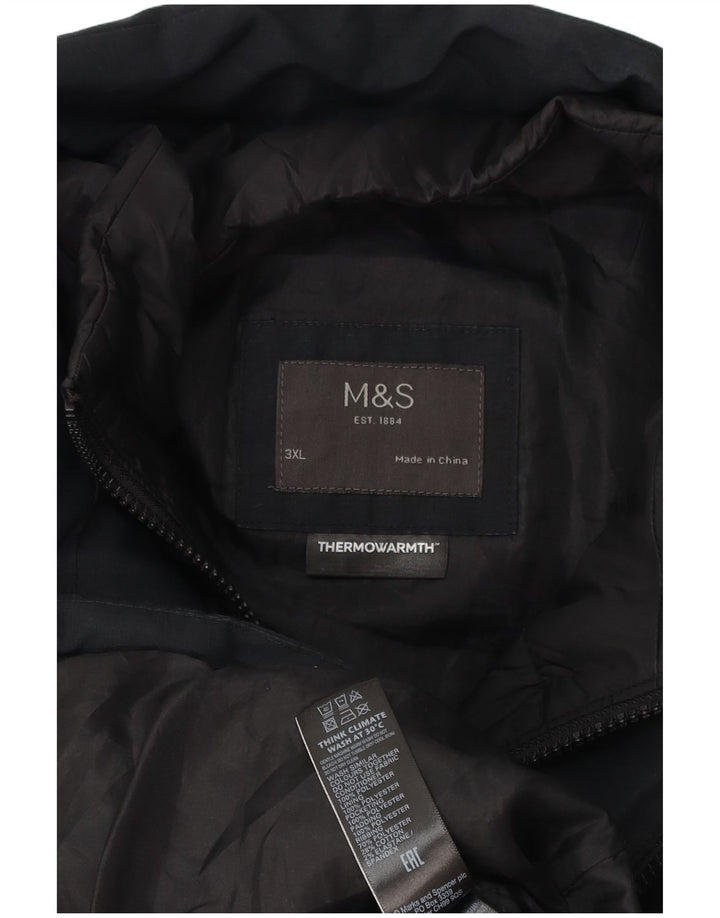 Marks & Spencer Mens Padded Jacket UK 46 3XL Black Polyester