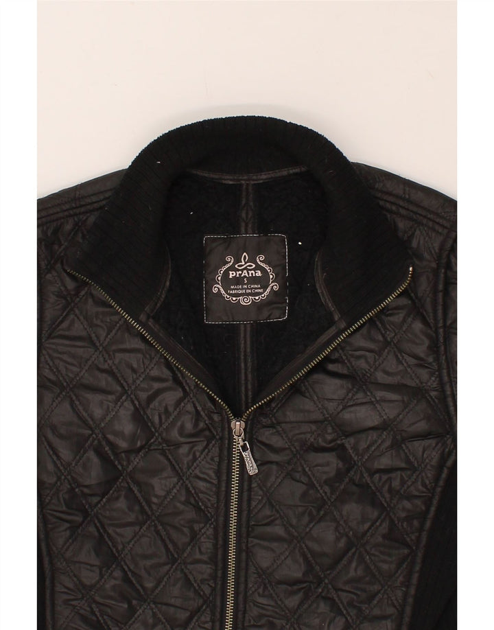 PRANA Womens Quilted Jacket UK 10 Small Black Polyester Vintage Prana and Second-Hand Prana from Messina Hembry 