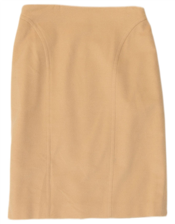 Les Copains Womens Pencil Skirt IT 46 Large W30 Beige Wool