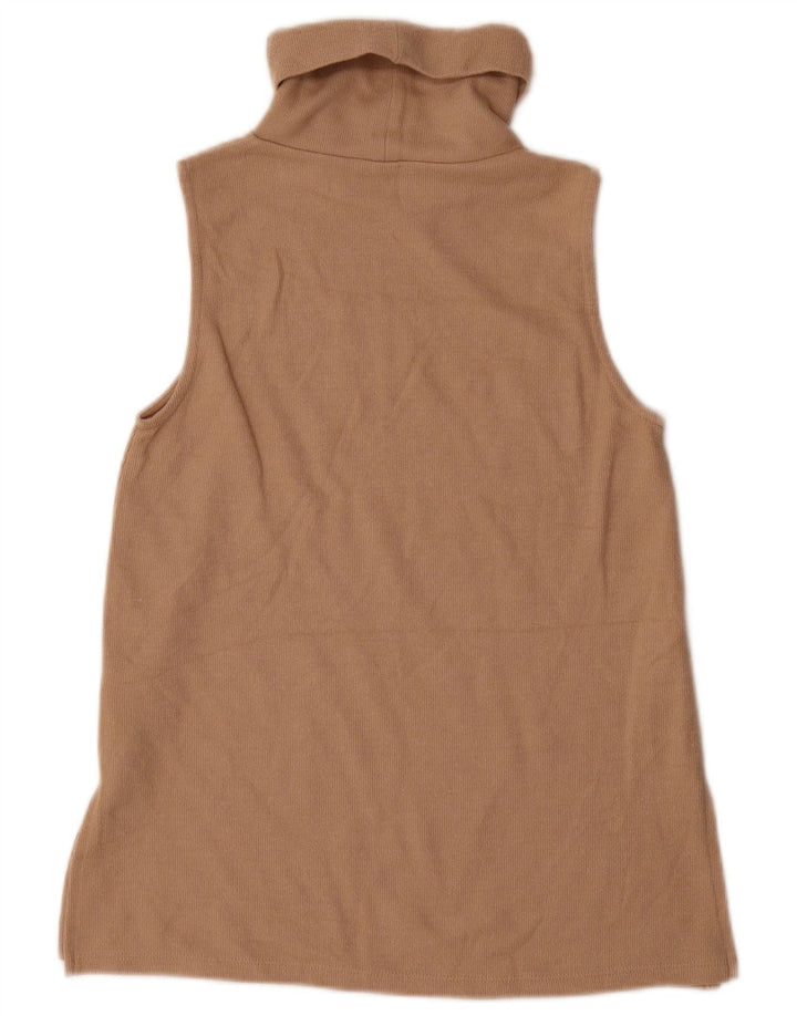 Marks & Spencer Womens Roll Neck Vest Top UK 10 Small  Beige Polyester