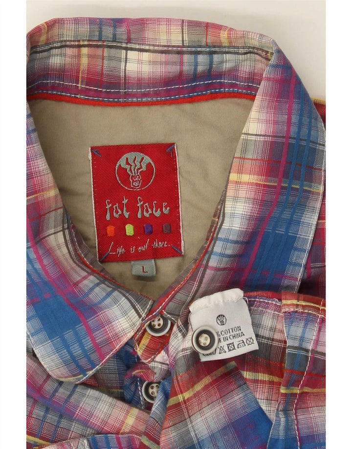 Fat Face Mens Short Sleeve Shirt Large Blue Check Cotton