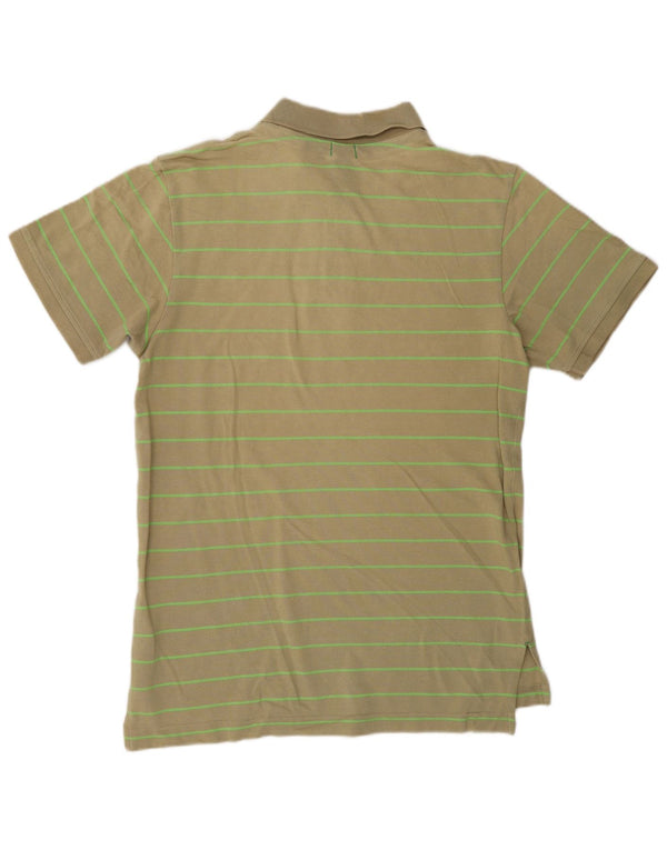 Nike Mens Polo Shirt Medium Khaki Striped Cotton