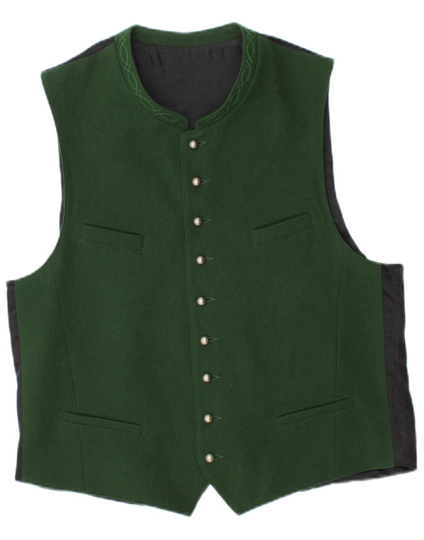 HAMMERSCHMID Mens Waistcoat EU 50 Medium Green Wool