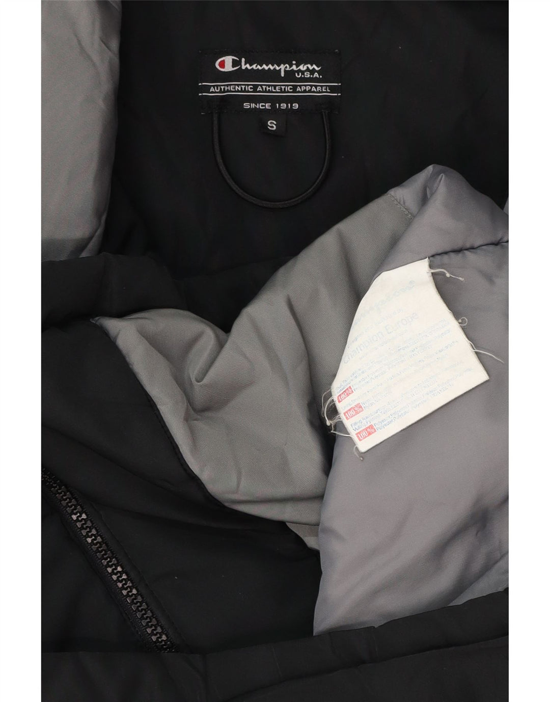 CHAMPION Mens Loose Fit Windbreaker Jacket UK 36 Small Black Polyester