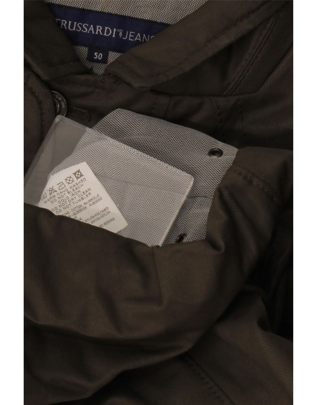 TRUSSARDI JEANS Mens Utility Jacket IT 50 Large Khaki Cotton