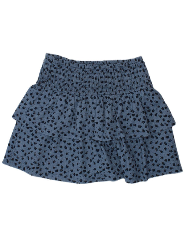 ZARA Girls Ruffle Skirt 13-14 Years W26  Blue Spotted Polyester