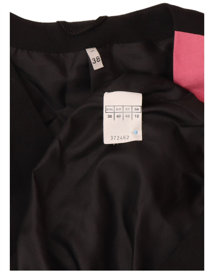 VINTAGE Womens Longline Blazer Jacket UK 12 Medium  Black Colourblock