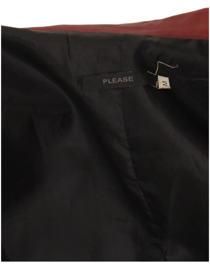 Please Womens Leather Jacket UK 14 Medium Burgundy