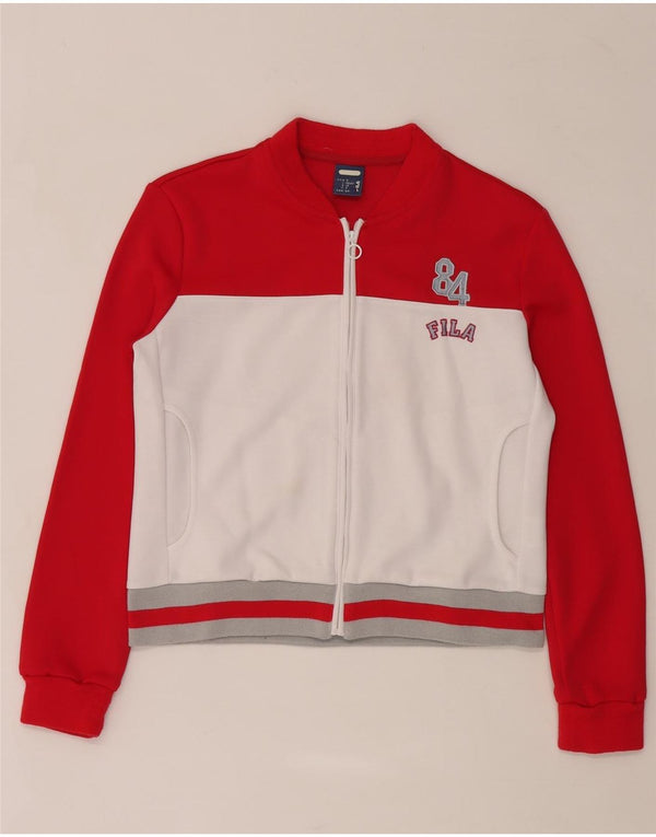 Fila Womens Crop Tracksuit Top Jacket UK 10 Small Red Colourblock Polyester