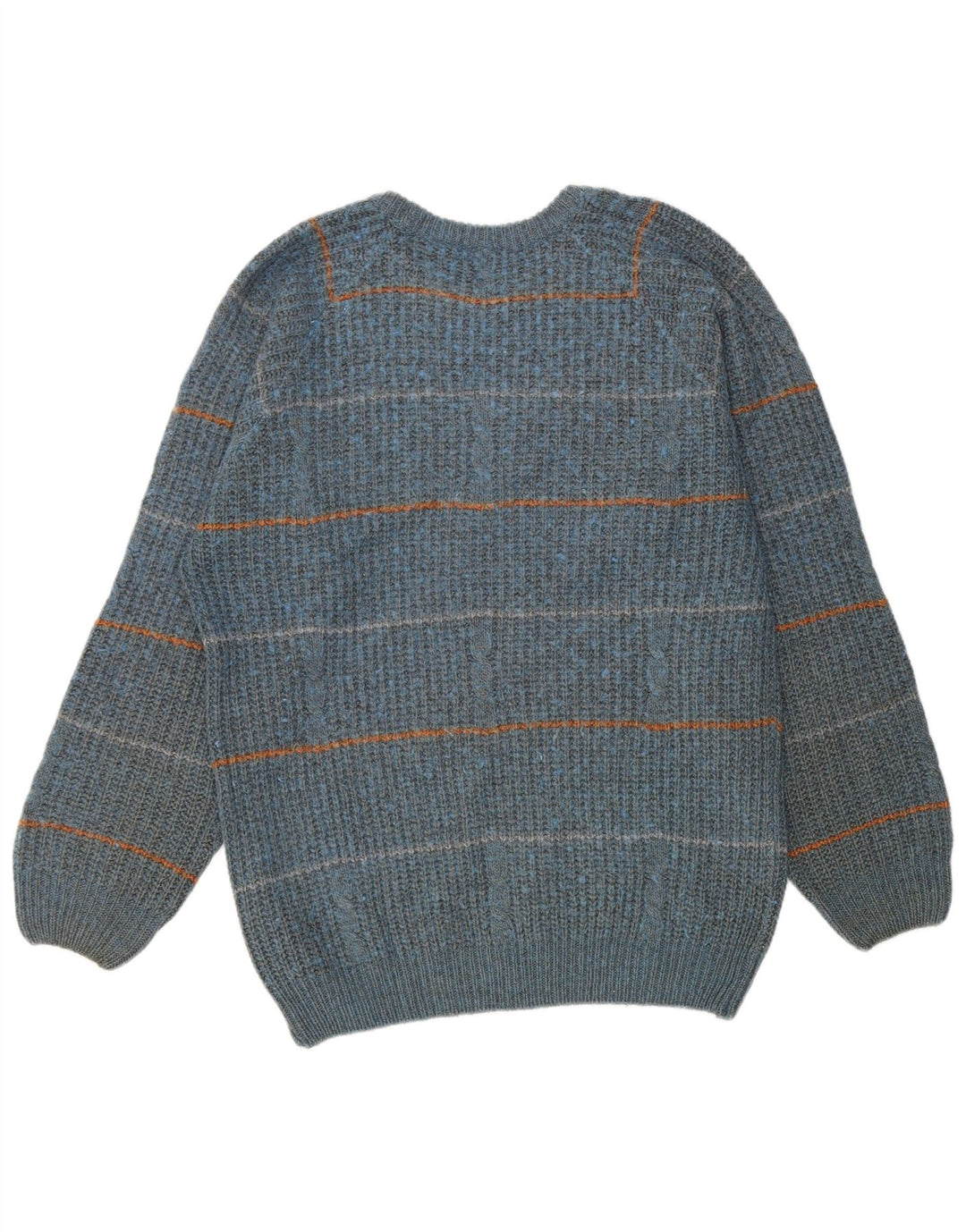 Vintage Mens Crew Neck Jumper Sweater IT 50 Medium Blue Striped