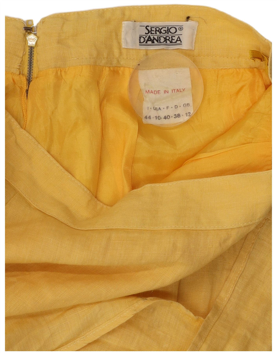 SERGIO D'ANDREA  Womens Midi Skirt UK 12 Medium W28 Yellow Linen
